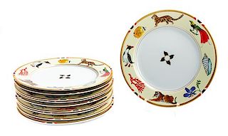 * A Group of Ten Lynn Chase Porcelain Chargers Diameter 12 inches.