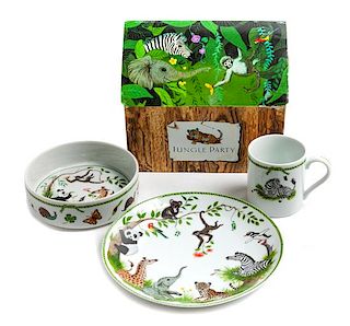 * Five Lynn Chase Porcelain Children's Dish Sets Diameter of largest 8 3/4 inches.