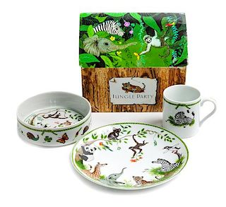 * Six Lynn Chase Porcelain Children's Set Diameter of largest 8 3/4 inches.