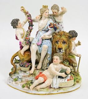 Large Antique Meissen Porcelain Grouping Sculpture