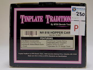 MTH Tinplate Traditions Black 816 Hopper Car Train