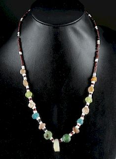 Roman Glass, Stone, Shell Beaded Necklace