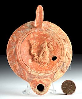 Roman Redware Oil Lamp - Neptune