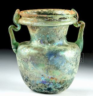 Roman Glass Handled Jar - Fabulous Iridescence
