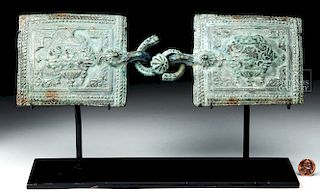 3-Part Sasanian Bronze Buckle - Floral & Bird Motifs