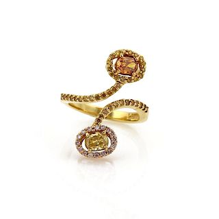 Estate 1.48ct Fancy Color Diamond 18k Gold Ring