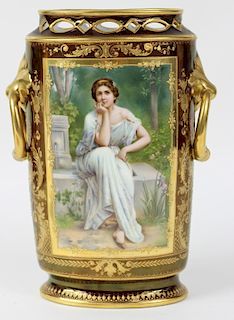 Royal Vienna HP Porcelain Vase Signed Wagner