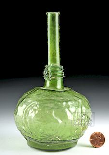 Gorgeous 10th C. Islamic Glass Flask, Pattern-Molded