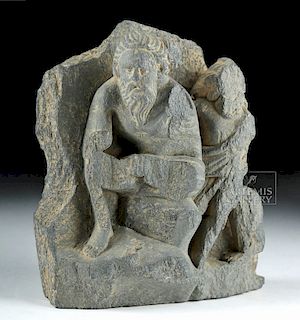 Gandharan Grey Schist Relief - 2 Male Figures