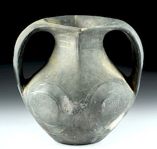 Chinese Han Dynasty Blackware Amphora - Decorated