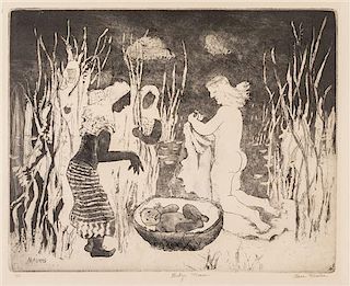 Clara Mairs, (American, 1878-1963), A group of three works:Baby Moses, Cow Farm, and Shadrack, Meshack, Abednego