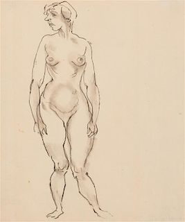George Grosz, (German-American, 1893-1959), Nude Standing, 1918