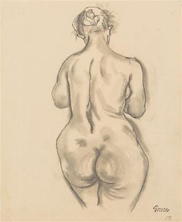 George Grosz, (German-American, 1893-1959), Nude, Back View, 1915