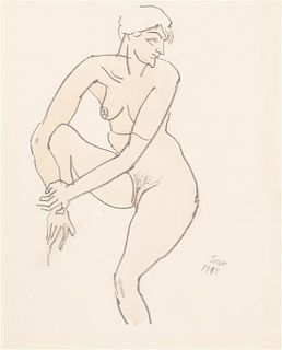 George Grosz, (German-American, 1893-1959), Standing Nude, 1918