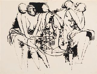 Georgeta-Gigi Aramescu Anderson, (Romanian-American, 1910-1994), A group of 4 works: Two Figures, Five Figures, Four Figures, an