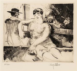 Percy F. Albee, (American, 1883-1959), A group of five works: Italian Fishwife, Italian Fishwife, Street Musicians, Idlers, and