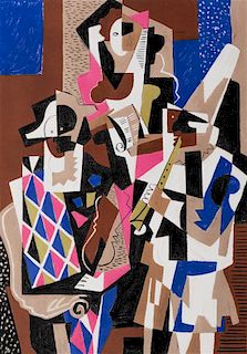 Gino Severini, (Italian, 1883-1966), Two Harlequins, 1955