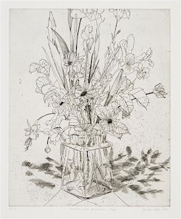 Gordon Cook, (American, 1927-1985), Fuchsia, Iris, Geraniums, Daisy, 1985