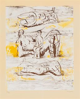 Henry Moore, (English, 1898-1986), Reclining Figures and Reclining Mother and Child, 1974