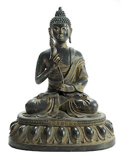 Patinated Bronze Seated Buddha