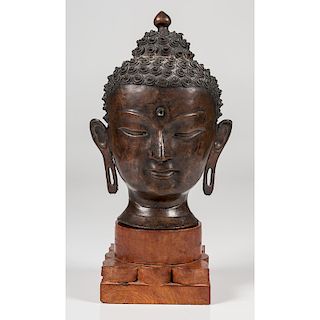 Southeast Asian Bronze Buddha Head