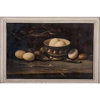 Still Life with Eggs and Spoon, Signed Smith