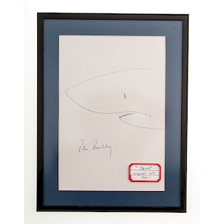 Peter Benchley Signed 'Jaws' Drawing