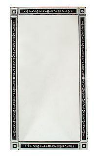 A Venetian Style Etched Glass Framed Mirror Height 55 1/2 x width 35 1/2 inches.