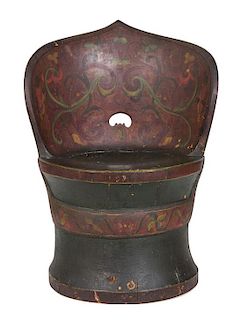 A Norwegian Polychromed Dugout Chair Height 33 1/2 inches.
