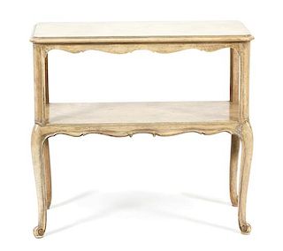 A Louis XV Style Painted Two-Tier Occasional Table Height 23 x width 25 x depth 13 inches.
