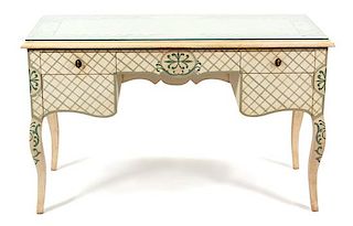 A Louis XV Style Painted Writing Desk Height 31 x width 50 x depth 22 inches.