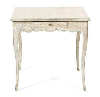 A Louis XV Style Carved and Painted Game Table Height 29 x width 30 x depth 30 inches.