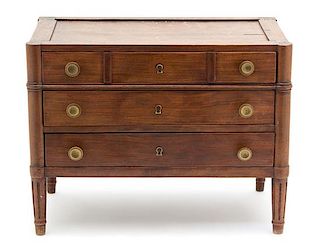 A Louis XVI Style Saleman's Sample Miniature Chest of Drawers Height 13 3/4 x width 18 x depth 10 inches.