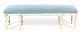 A Louis XVI Style Painted Bench Height 18 x width 60 inches.