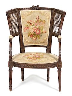 A Louis XVI Style Curved Back Fauteuil Height 35 1/2 inches.
