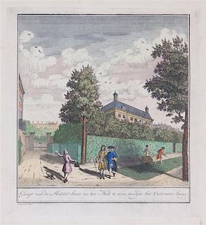 Six Dutch Handcolored Engravings after Jan Smit Plate size 10 1/2 x 9 1/2 inches.