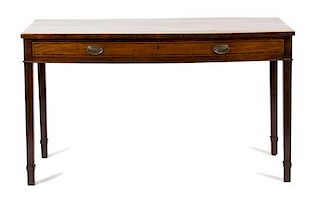 A George III Inlaid Mahogany Bow Front Sideboard Height 35 x width 60 1/2 x depth 28 inches.