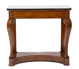 An American Empire Style Mahogany Pier Table Height 34 1/2 x width 35 1/2 depth 15 inches.