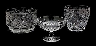 Three Cut Glass Bowls Height of largest 6 1/8 x diameter 6 3/4 inches.