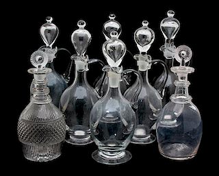 Eight English Glass Decanters Height of tallest 12 3/4 inches.