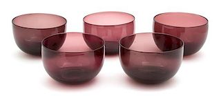 Twenty-Three Amethyst Glass Wine Rinsers Height 3 1/2 x diameter 4 3/4 inches.