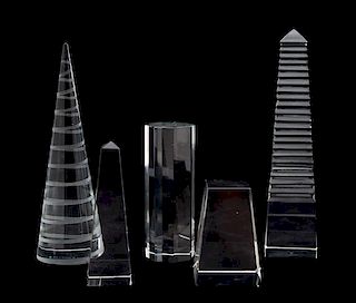 A Collection of Four Crystal Objects Height of tallest 10 inches.