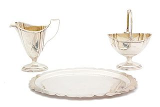* An American Silver Gilt-Washed Footed Creamer and Sugar Bowl, International Silver, Meridan, CT, 20th Century, together with a