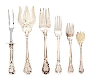 An American Sterling Flatware Service, Gorham Mfg, Providence, RI, in the Chantilly pattern, comprising: 14 teaspoons 10 luncheo