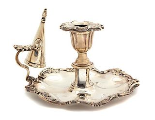 A Victorian Silver Chamberstick, Henry Wilkinson & Co., Sheffield, 1840, with attached candlesnuffer