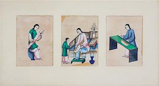 Chinese School, (19th Century), A Set of Eleven Works Depicting Females in Leisurely Pursuits