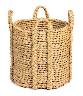A Large Four Handled Seagrass Basket Height 24 inches.