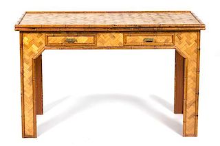 A Rattan Desk Height of desk 31 x width 48 x depth 24 inches.