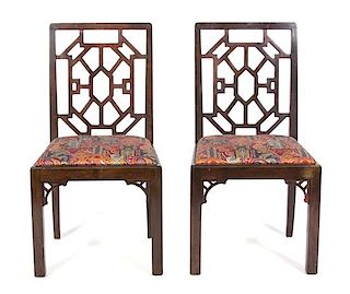 Sixteen Chinese Chippendale Style Mahogany Armchairs Height 36 1/2 inches.