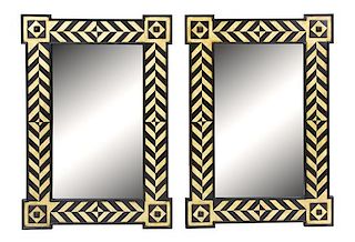 A Pair of Modern Painted Mirrors Height 50 x width 35 inches.